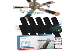 ICYVIBES Premium Ceiling Fan Filters for Blades – 10 Pcs Activated Carbon Air Purifier Pads – Unscented Washable, Reusable, Coconut Shell Charcoal Dust Catcher Covers for Home Lighting, Colorfill Fan Extractor