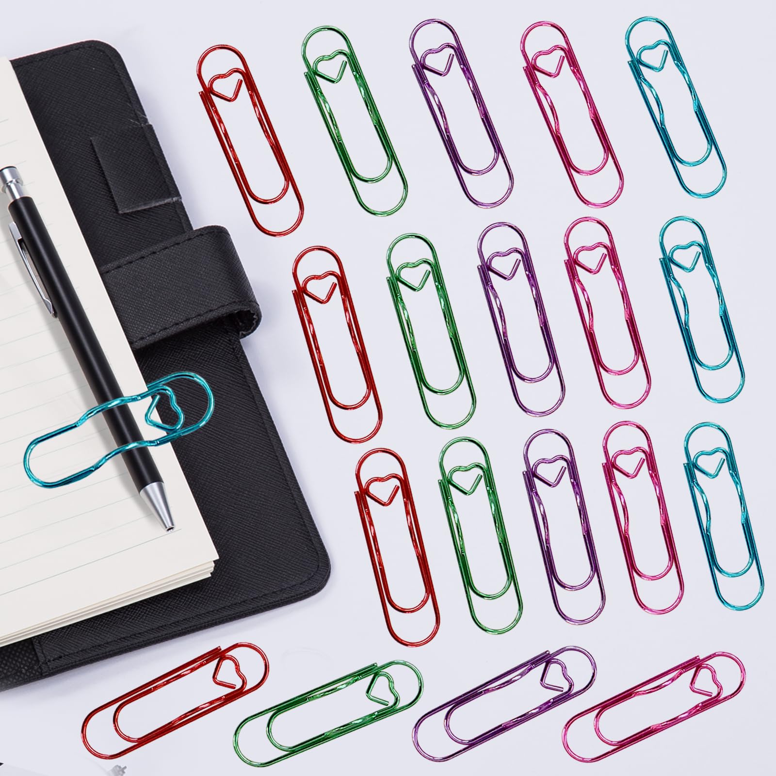 Photo 1 of 20 PCS Metal Pen Holder Clips for Notebook - Colorful Planner Pen Holder & Paper Clip Set - Multi-Purpose Pencil Clips for Journal Planner Office School Supplies (5 Colors)