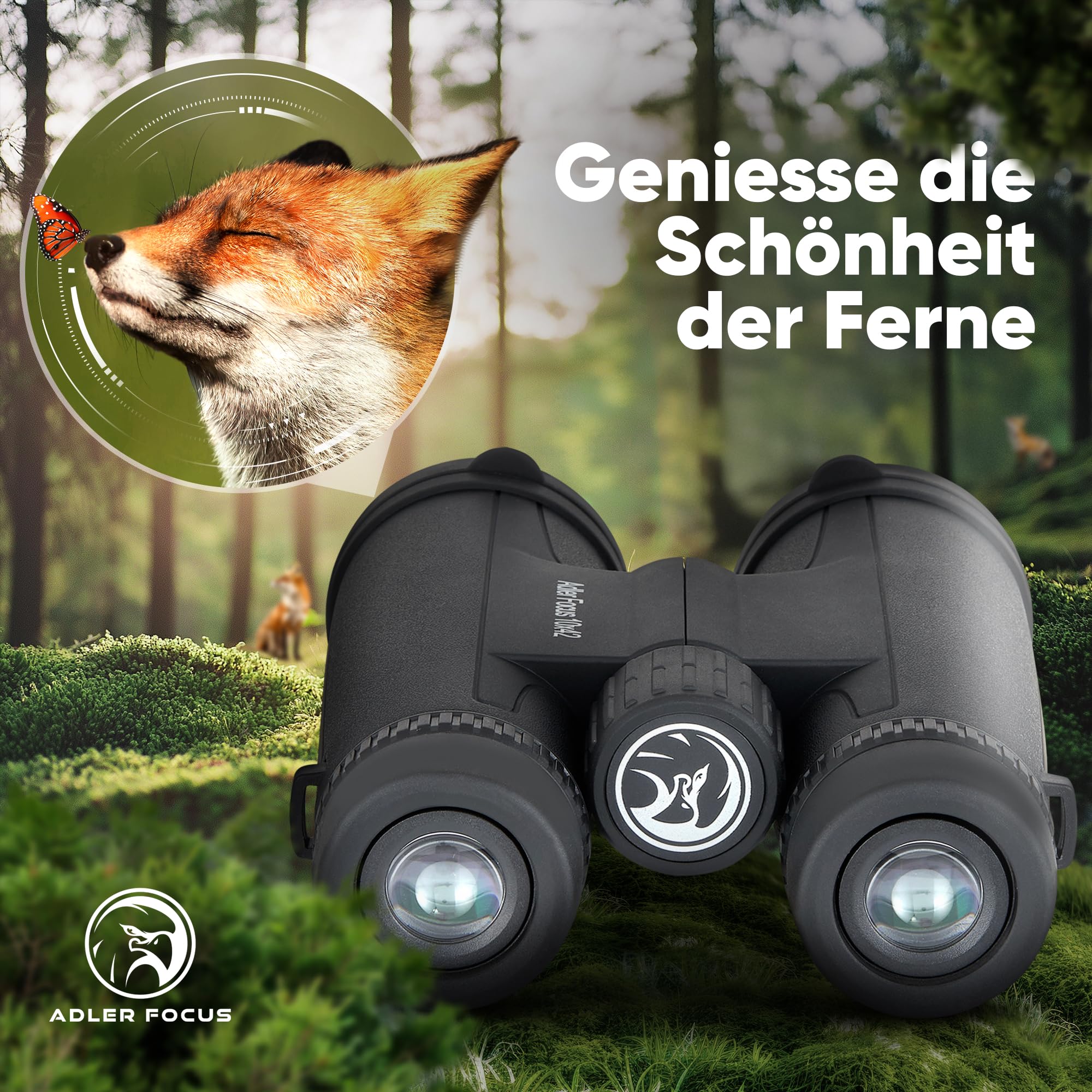 Adler Focus Fernglas 10x42 für Erwachsene, Eagle-Eye-Technologie, 18mm HD Augenmuschel, BAK4+FMC, Feldstecher, für Brillenträger, Reisen, Wandern, Jagd, Perfekt für Brillenträger! 3