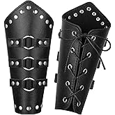 Patelai 1 Pair Faux Leather Arm Guards Arm Bracers Leather Gauntlet Medieval Viking Cosplay Accessories for Men Women