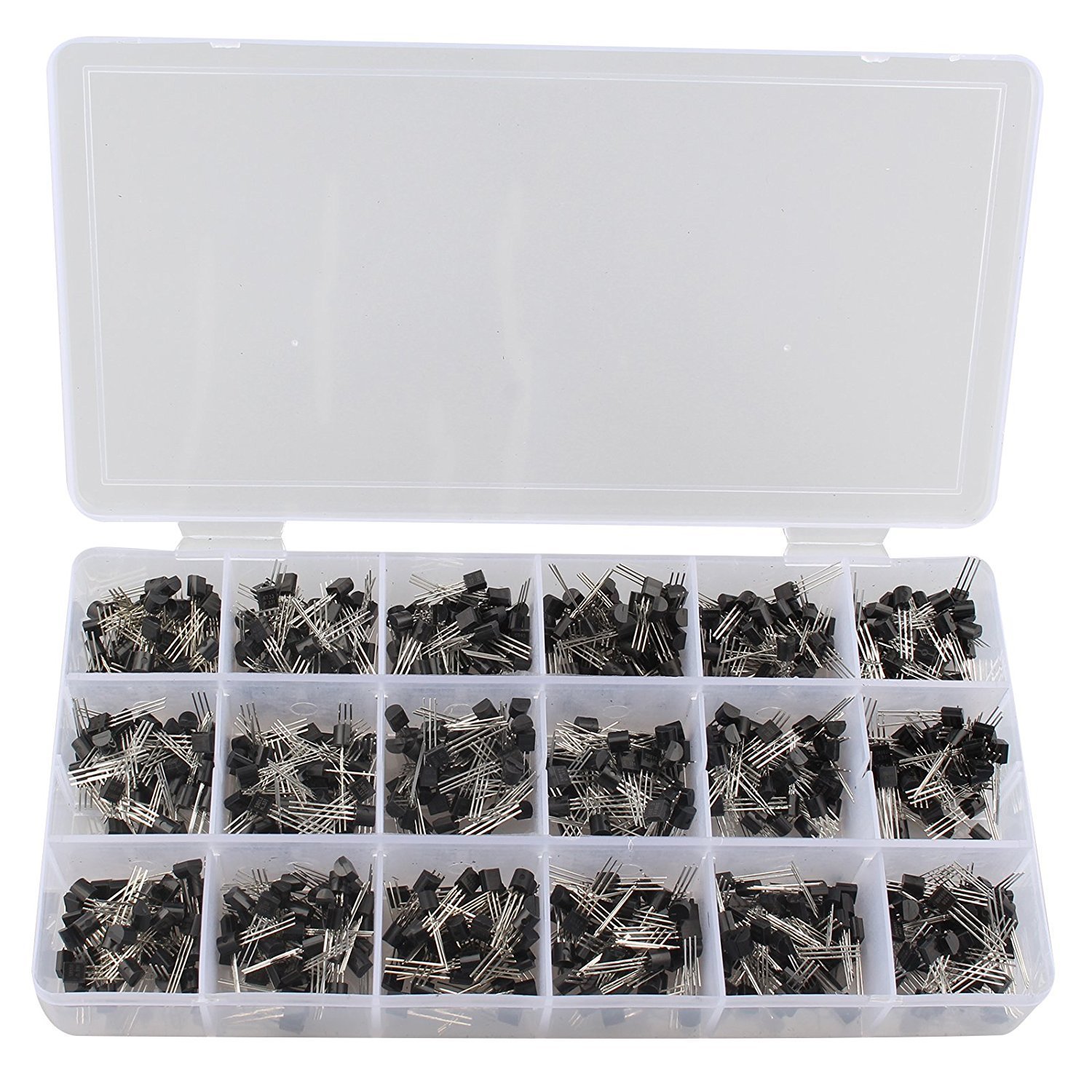 DollaTek 15 Kinds Of Transistor TO-92 NPN PNP Kit Set 40~160V 50~600mA NPN/PNP Assortment Kit Set - 900Pcs