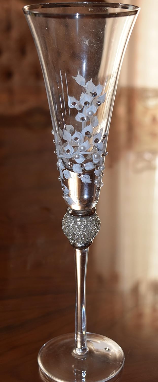 Exquisite Glass Hand Painted Wedding Champagne