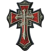 Knights Templar Cross Patch &ndash; XL 8" W x 10.5" T Applique Iron-On for Vests, Jackets | Medieval Crusades, Festivals, Gear, Military History, Christian Gifts, Religious, Sew-on, Custom Large Size