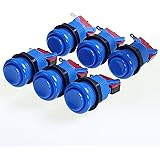 Reyann 6x Blue Happ Style Standard Arcade Push Button with Microswitch for Mame, Jamma, Arcade Video Games