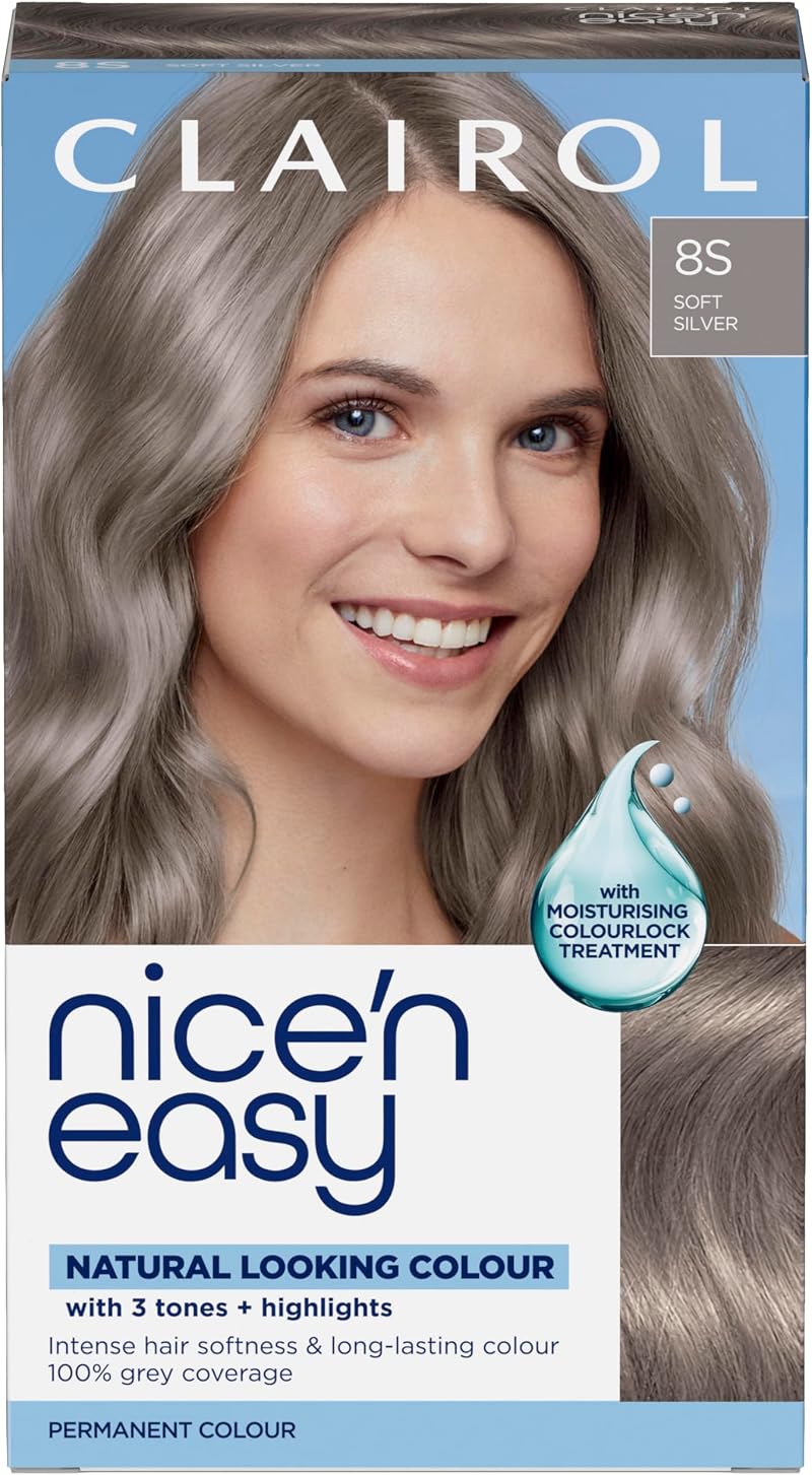 Clairol Nice'n Easy Crème Oil Infused Permanent Hair Dye 8S Soft Silver