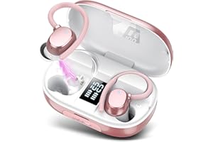 HADBLENG Wireless Earbuds 128hrs Bluetooth 5.3 Headphone Sport 2024 Bluetooth Earbuds Stereo Deep Bass Over Ear Bud with Earhooks ENC Noise Cancelling Mic IPX7 Waterproof Earphone for Workout/Running