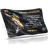 3x5 Feet NBA Basketball Player Sports Flag with Four Brass Grommets - Kobe Mamba Mentality Quote Banner - Motivational Artwork for Home or Office - Inspirational Wall Decoration for Gym