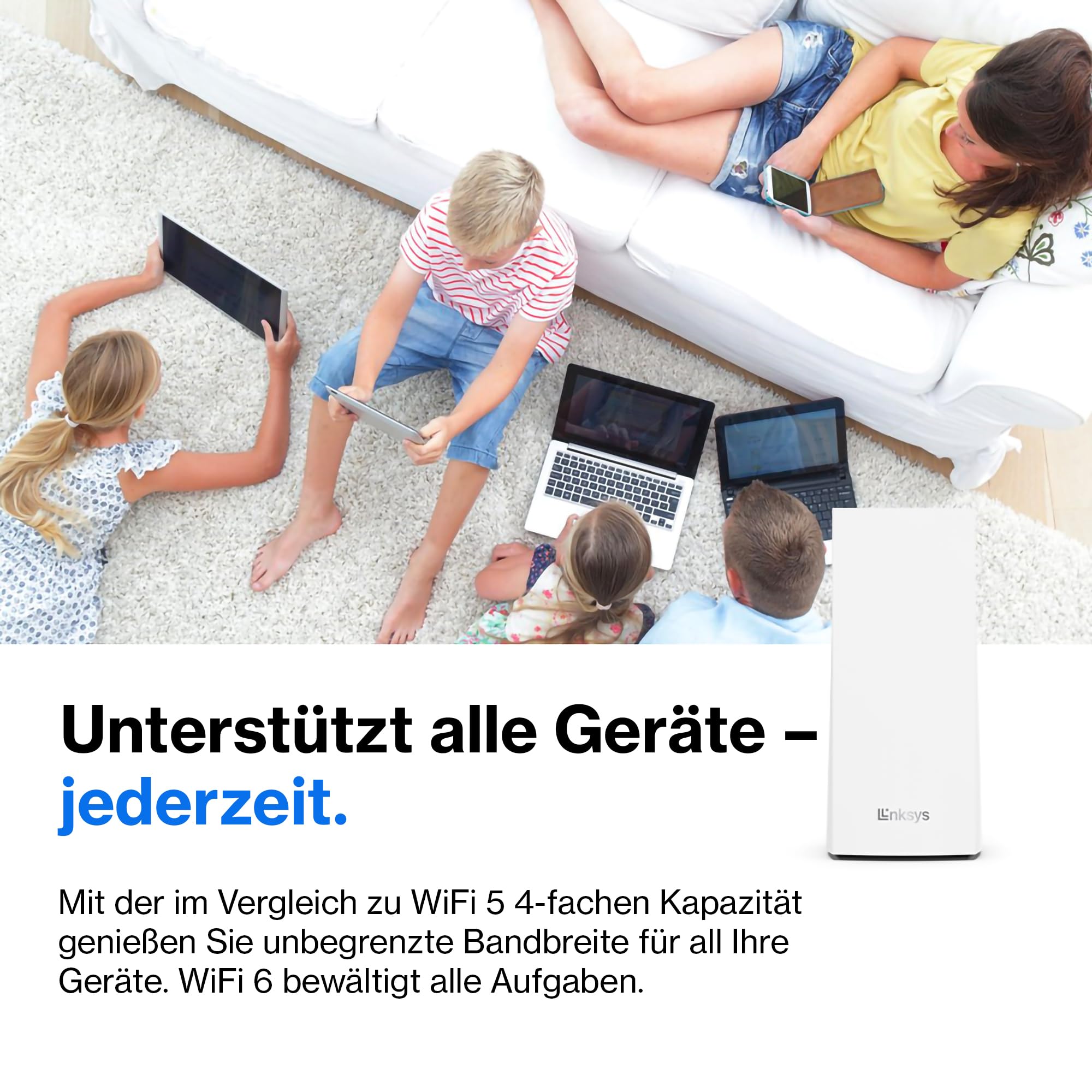 Linksys Atlas Pro 6 Velop Dual-Band Mesh WiFi 6 System (AX5400) WiFi Router with up to 500 m² Wireless Coverage, 4 Times Faster for More Than 60 Devices - Pack of 2, White