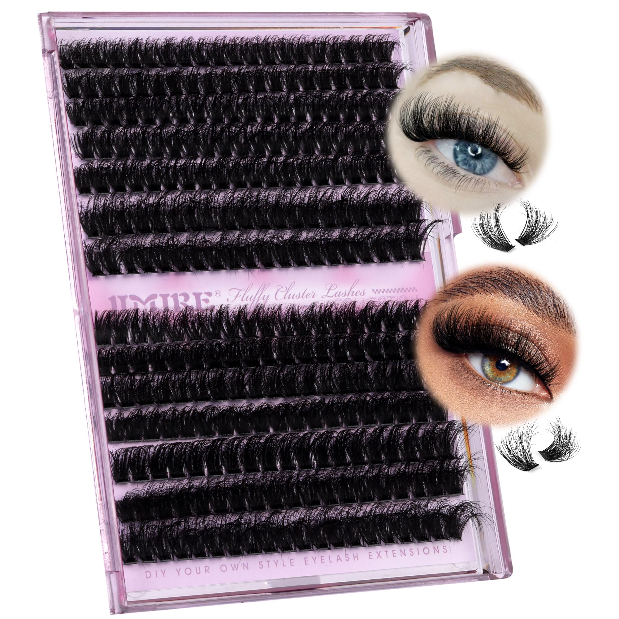 JIMIRE 280Pcs Individual Eyelashes Fluffy Cluster Lashes 80D+100D Volume Lashes Individual Cluster Wispy 11-18MM Eyelash Extensions DIY at Home D Curl Russian Lash Clusters