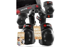 SKATEWIZ Knee and Elbow Pads Adult - Skating Protective Gear Adult - Shield - Size L Black - Skate Gear Roller Skates, Skateb