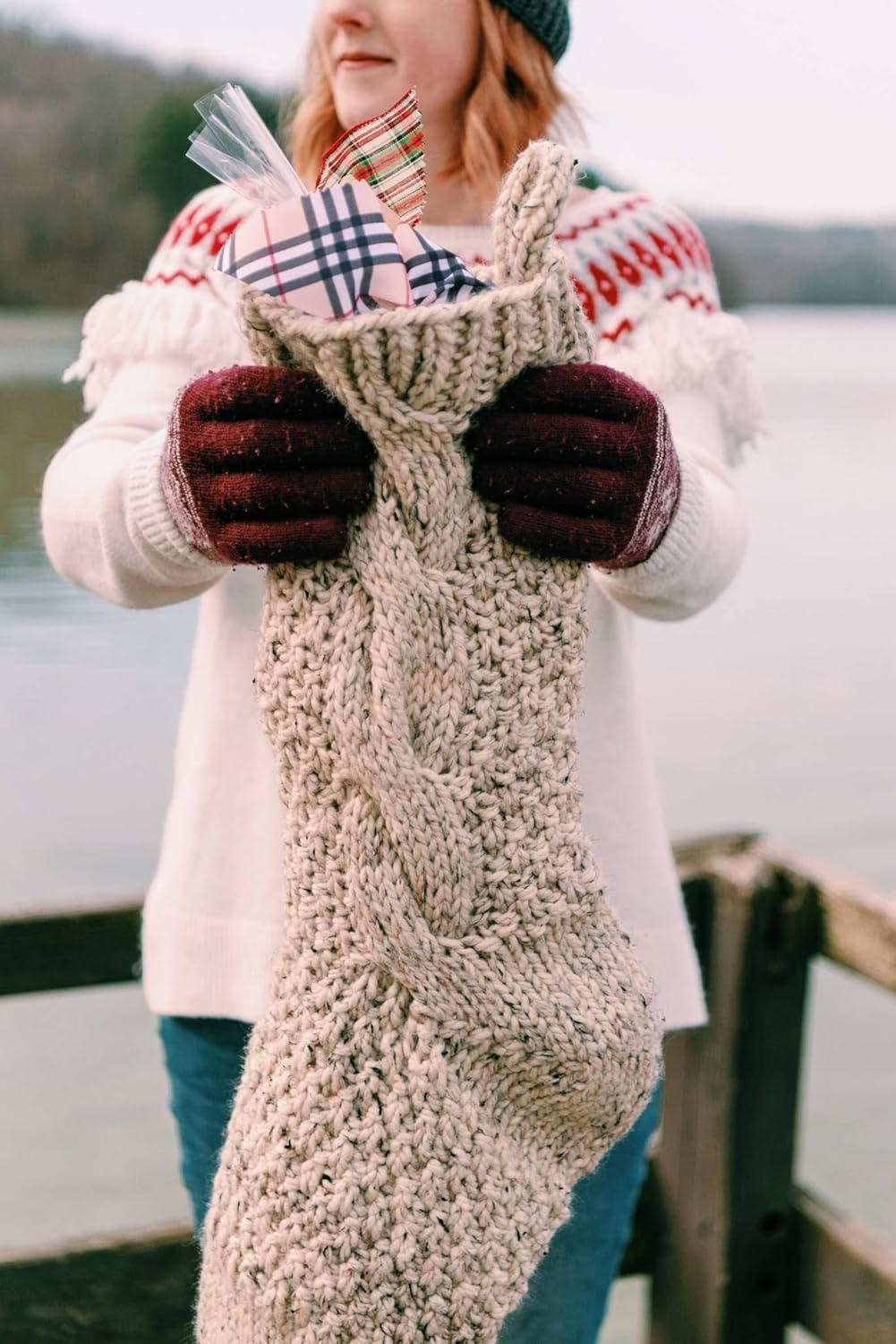 Amazon Com Large 24 Inch Oatmeal Chunky Hand Knit Heirloom