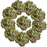 7.1''Green Silk Hydrangea,10 Pcs Artificial Silk Hydrangea Heads,81 Petals Faux Hydrangea Flowers Heads with Stems for Home Wedding Baby Shower Decor(Green)