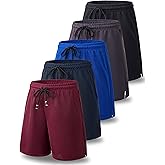 Liberty Imports 5 Pack Big Boys Youth Athletic Mesh Basketball Shorts with Pockets Quick Dry Activewear