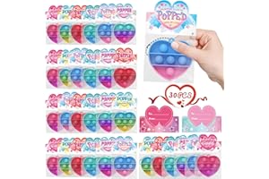 CMIOLACUNA Valentines Day Gift Cards for Kids: 30 Packs Heart Pop Fidget Toys Bulk, Mini Pop Squeeze Toys Stress Relief Fidget Toys for Classroom School Party Favors Exchange Gifts Toddlers Girls Boys Ages 3+