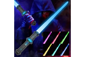 JOINBO Light Saber for Kids - 7 Color Lightsabers Toys with FX Sound (Motion Sensitive),Expandable Light Swords Set for Halloween Dress Up Parties, Xmas Present,Galaxy War Game for Kids-Black