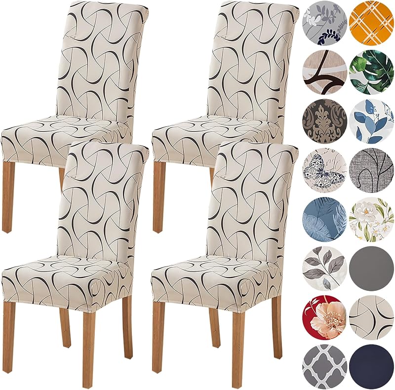HZDHCLH Chair Covers 4pcs Stretch Removable Washable Short Dining Chair
