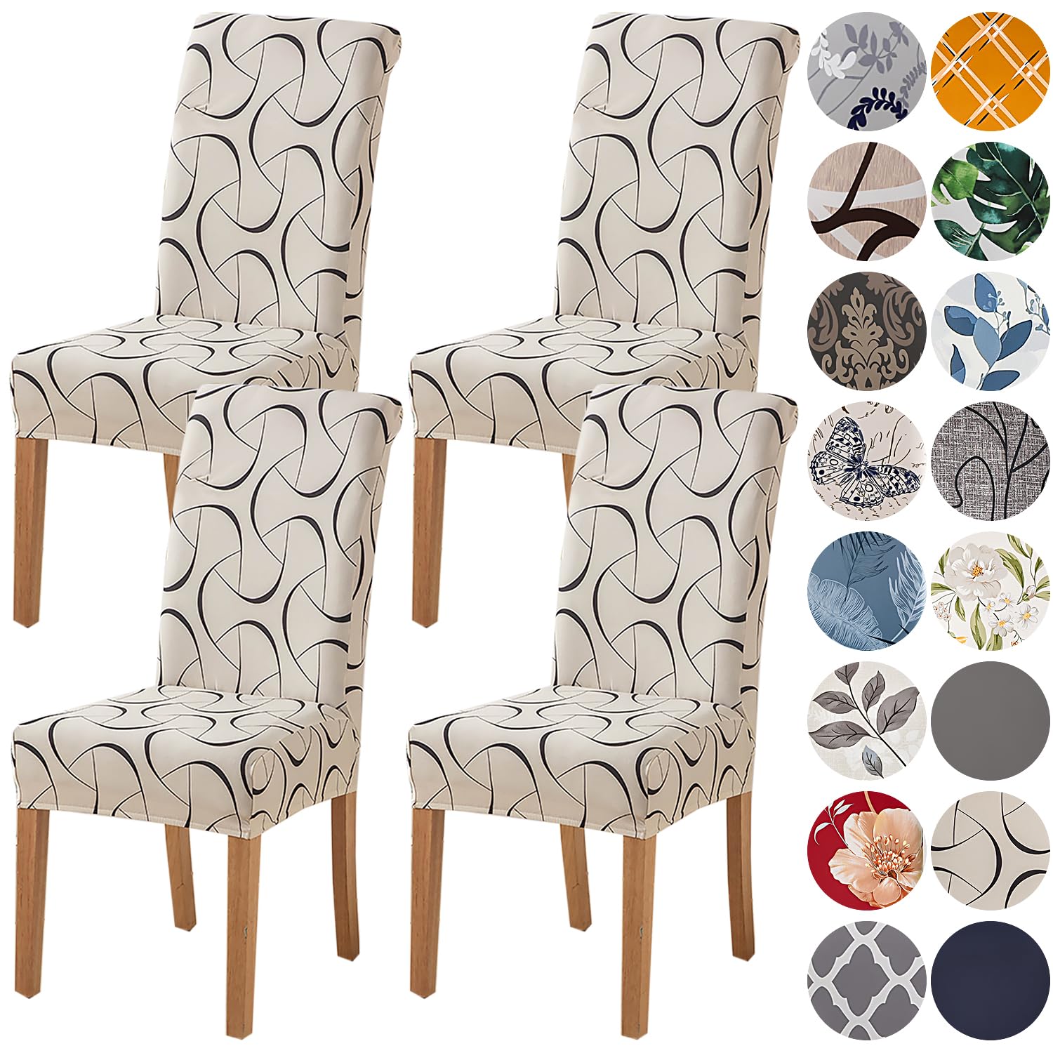 HZDHCLH Chair Covers Slipcovers 4/6 PCs Stretch Removable Washable Short Dining Chair Protector Cover Seat for Hotel,Dining Room,Ceremony (Arbitrarily,4 PCS)