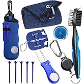 karamagic 11 Pcs Golf Accessories Kit, Include Golf Ball Bag with Hook Tees Towel Cleaner Brush Ball Marker Divot Tool Score Counter