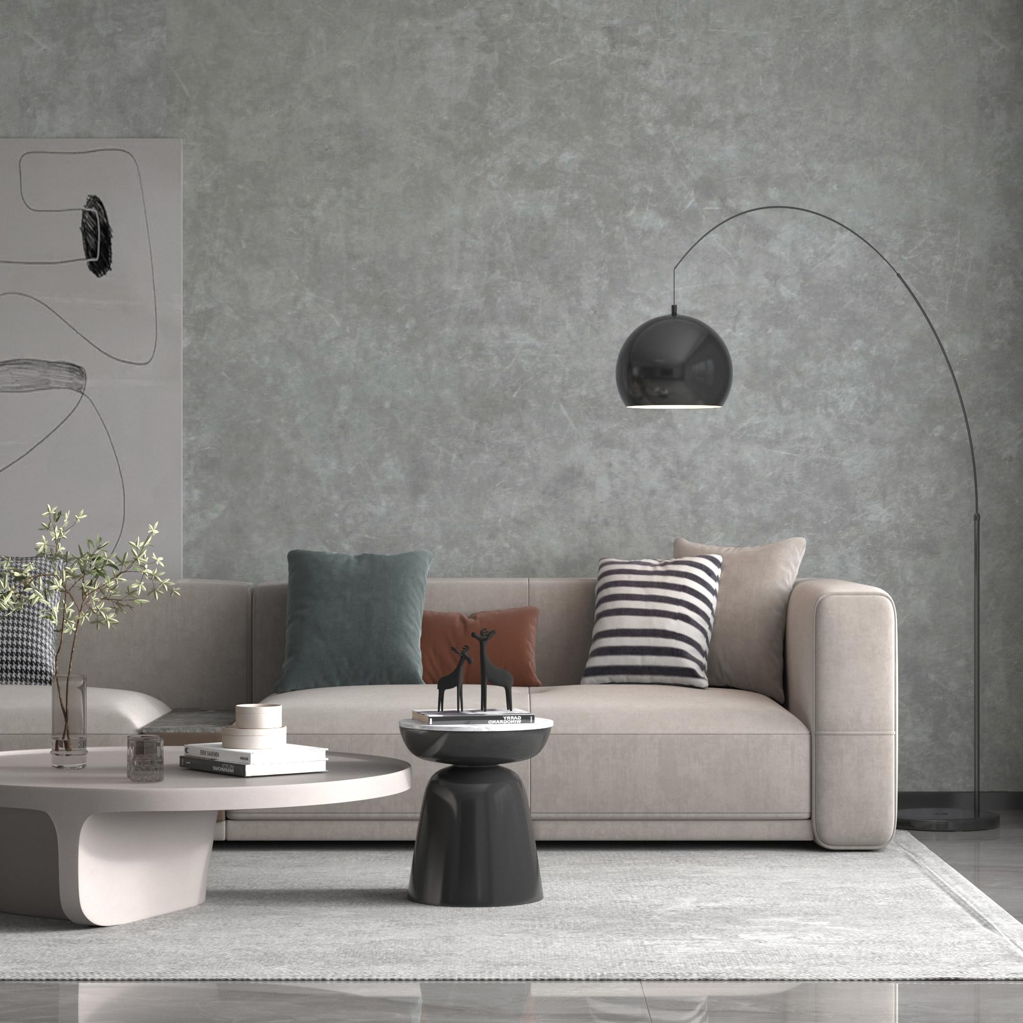 JSEVEM 80CM×4M Extra Wide Thick Dark Brown Grey Concrete Wallpaper Peel and Stick Glossy Textured Tan Gray Concrete Cement Contact Paper Vinyl Wrap Furniture Sticker for Bathroom Bedroom Office Walls