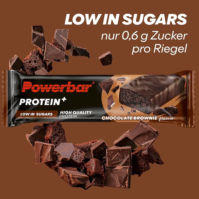 - Protein Plus - Low Sugar - Chocolate-Brownie - 30x35g - Riegel mit nur 107 Kcal - Fitnessriegel mit Ballaststoffen