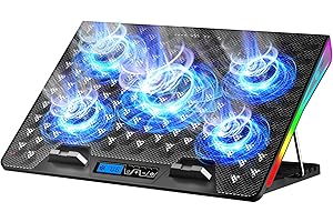 AICHESON Gaming Laptop Cooling Pad, RGB Lights Computer Cooler Stand, 5 Quiet Fans for 15.6-18 Inch Laptops, PC Notebook Heat Dissipation, AA2