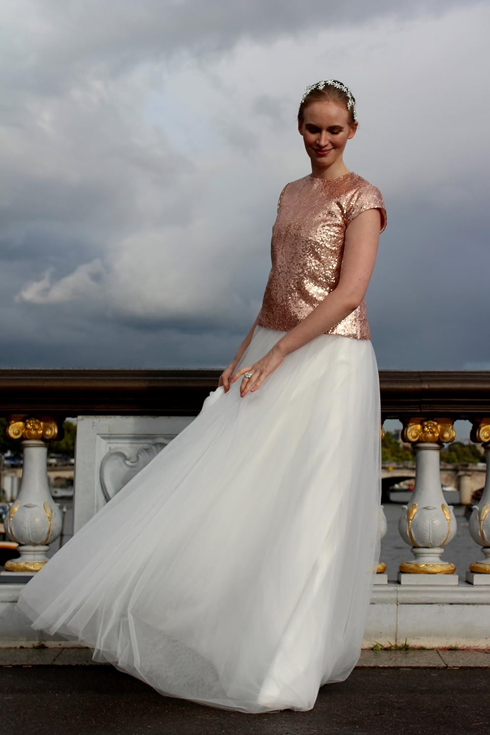 rose gold dress modest