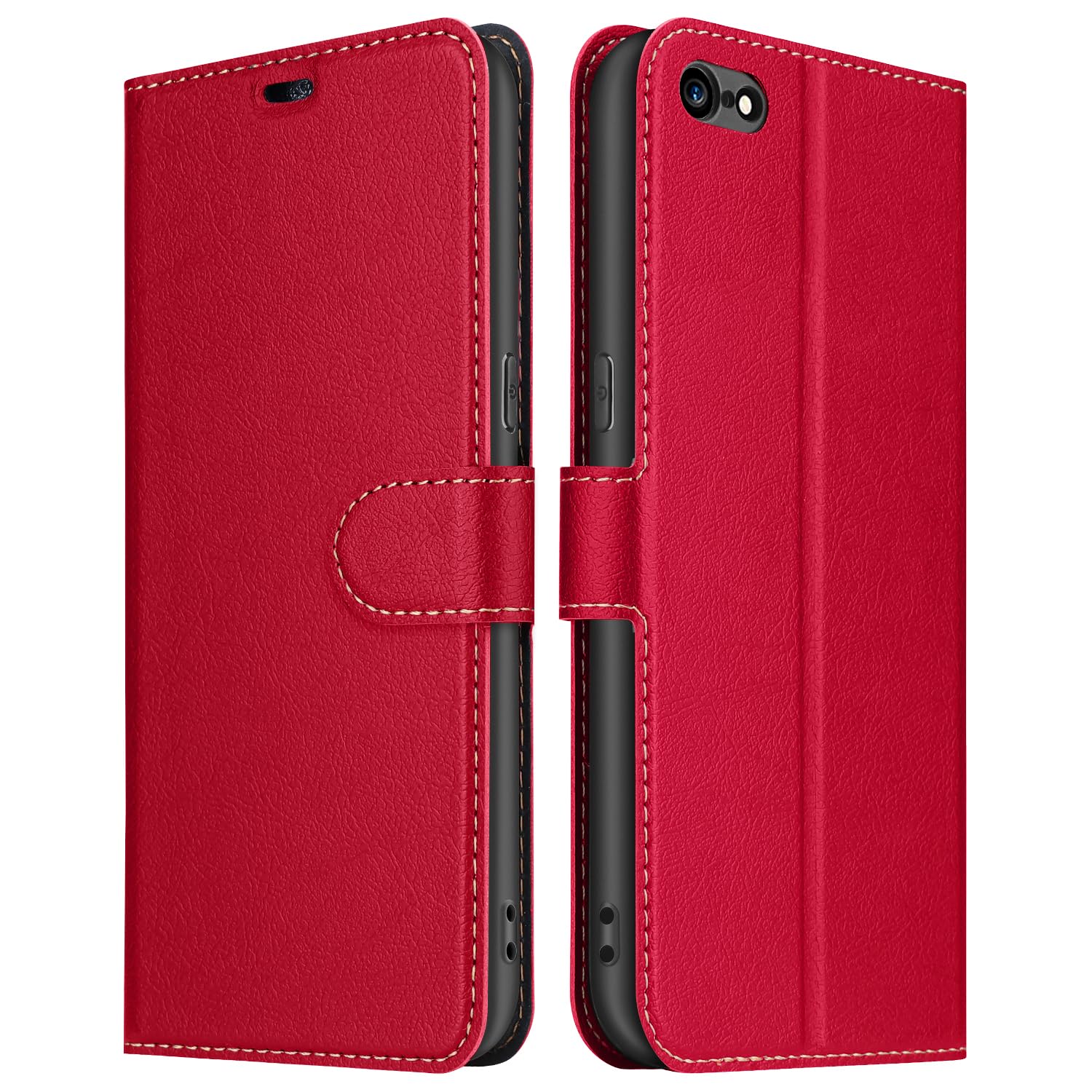 ELESNOW Phone Case for iPhone 6 Plus / 6S Plus, Flip Wallet PU Leather Card Holder with RFID Blocking Magnetic Closure Stand Cover for Apple iPhone 6 Plus / 6S Plus (Red)