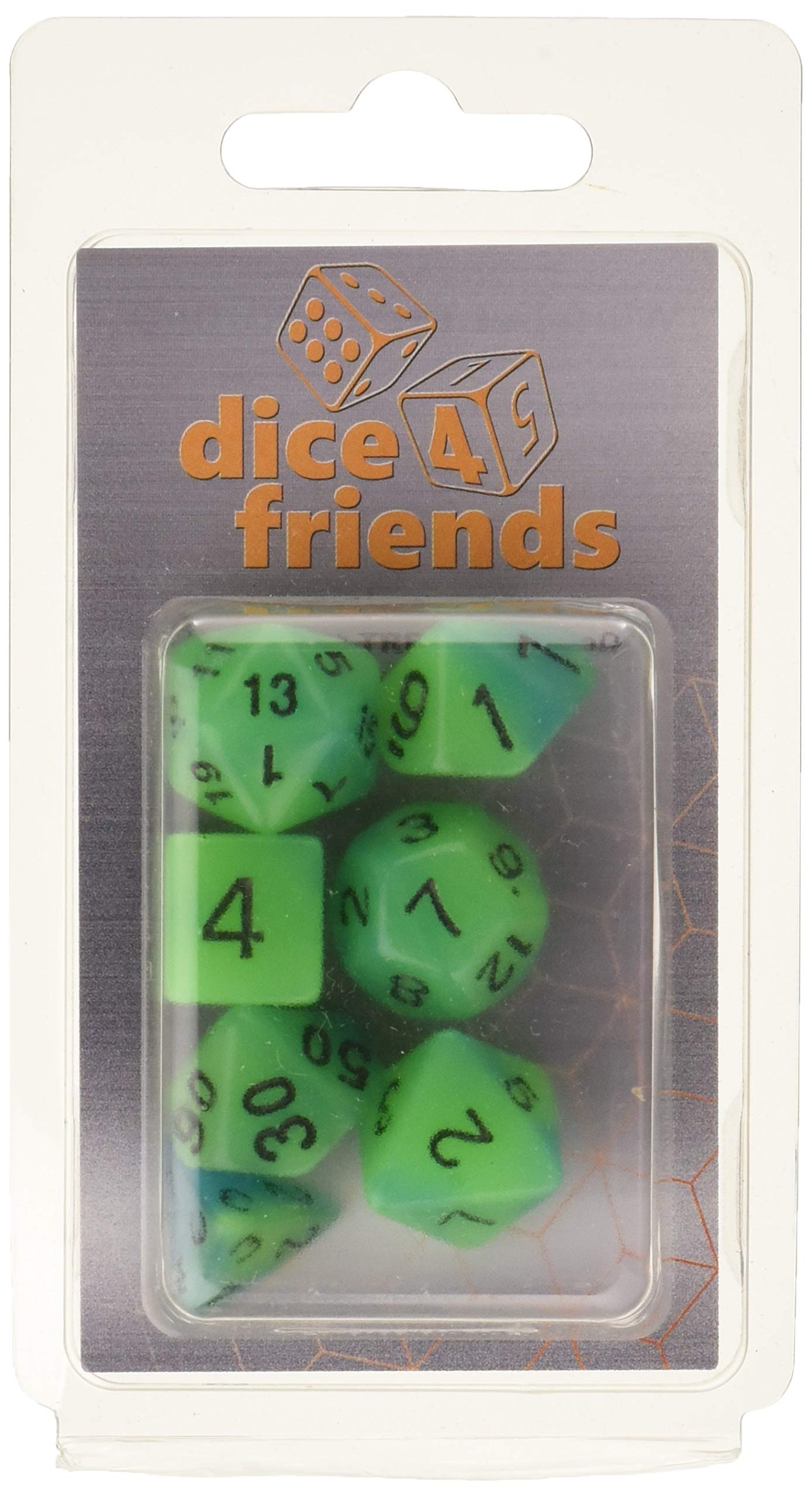 Dice4friends 86017 - Dice Set Glow-Swirl: Grape (7)