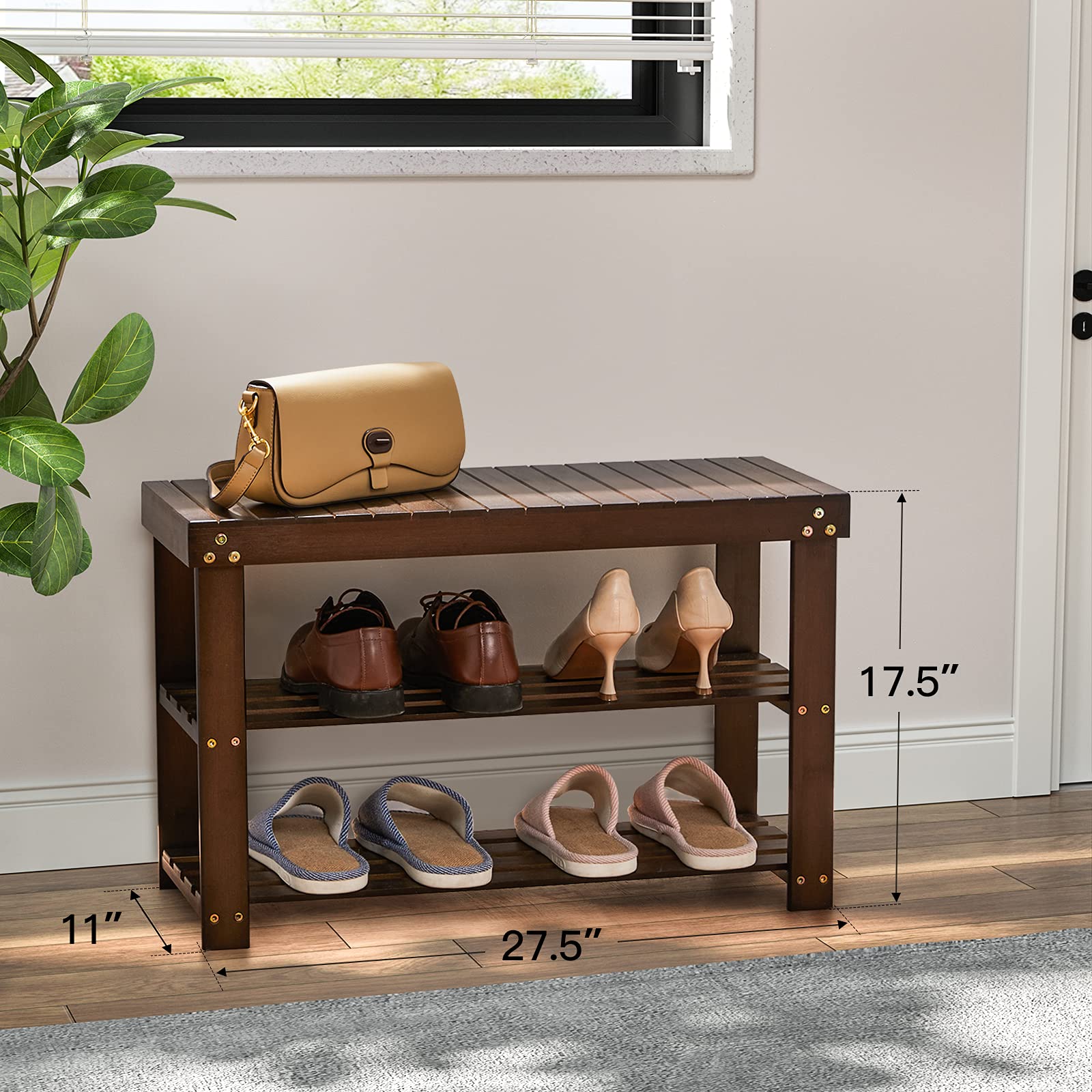 Bamboo Shoe Rack Bench