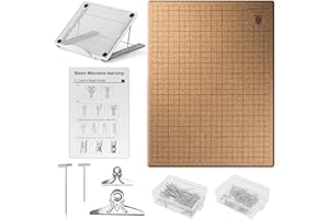 FIXLYFIDO 12×16 Inch Macrame Board and Pins Kit, Double Sided Grids Handmade Braiding Macrame Board with Instructions - Perfect Macrame Tools and Supplies for Bracelet Creating, Knotting Creations