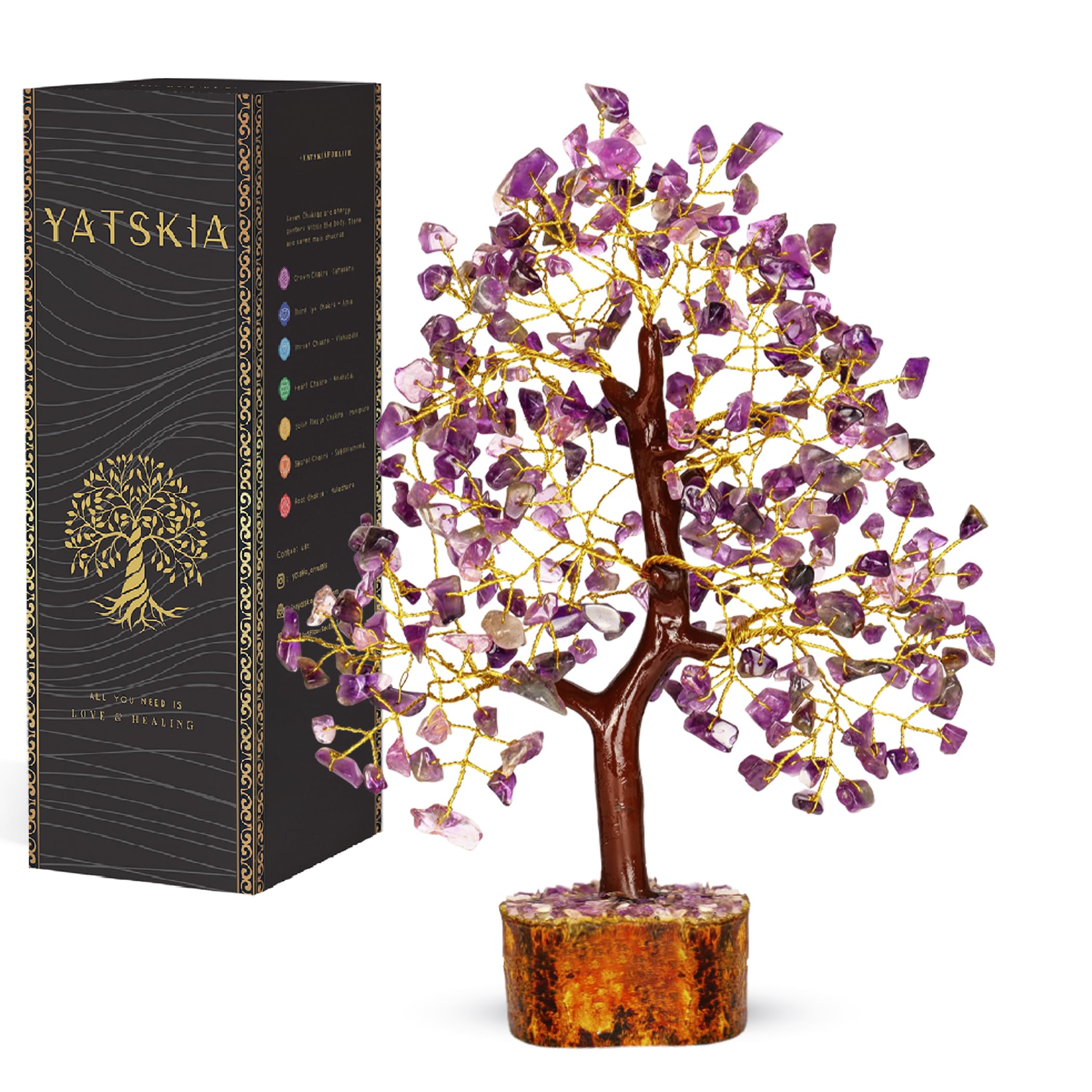 Amethyst Crystal Tree - Bonsai, Balancing Tree for Positive Energy, Crystal Gifts for Women, Seven Chakra Healing Stones