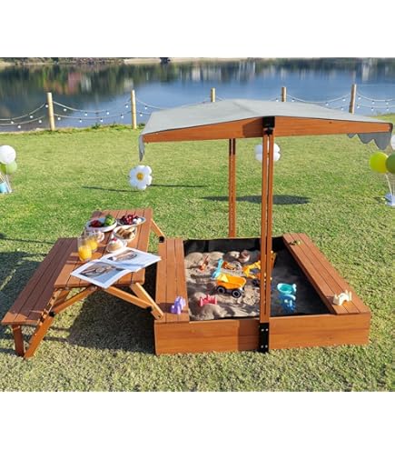 Arenero Infantil Arenero De Madera Con Tapa Plegable 118x122x20 Cm