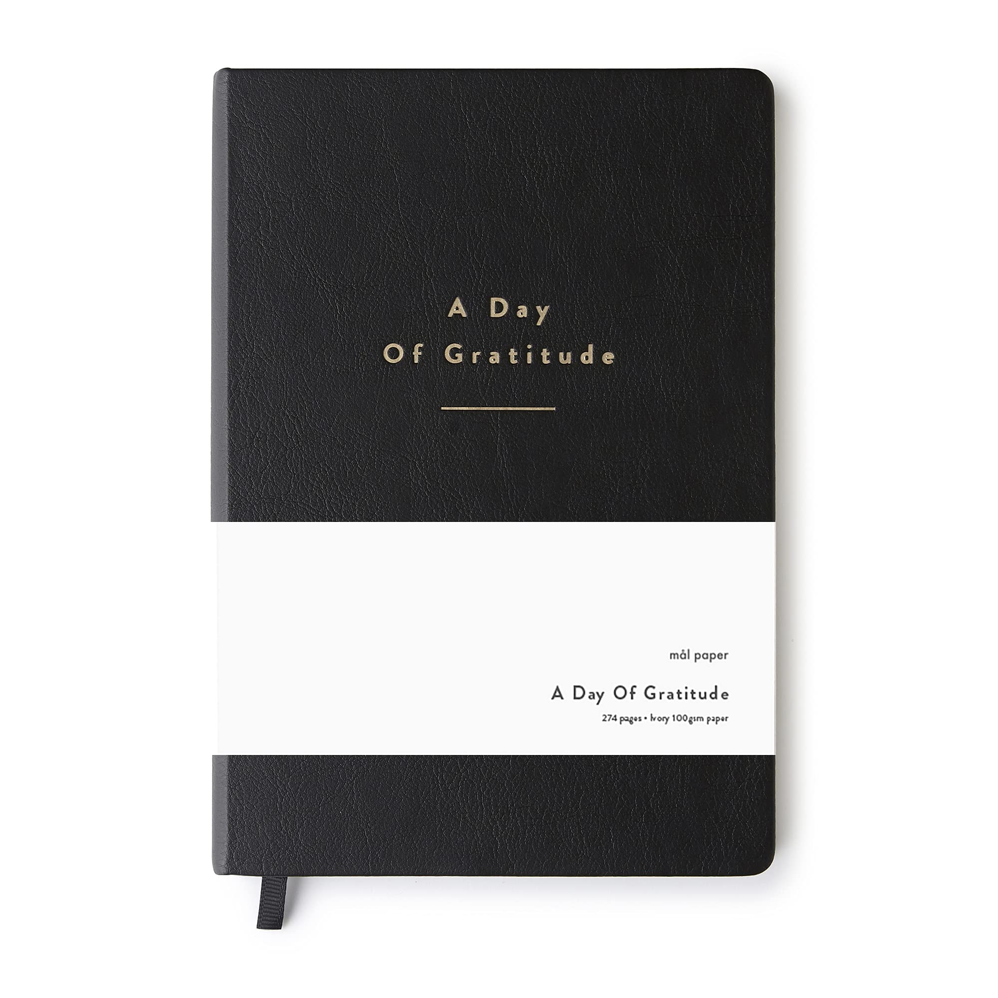 Mål Paper Daily Gratitude Journal - Black PU Leather Hardback | 6 Month Undated Diary | Affirmations, Quotes, Intentions & Day & Night Manifestation Journal | Unique Mindfulness Gift for Women & Men