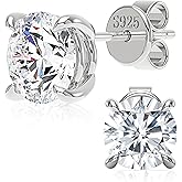 3 CT Moissanite Stud Earrings - Colorless Flawless Lab Created Moissanite - Hypoallergenic S925 Sterling Silver - 4 Prong Stud Earrings - Additional Silicone Earring-Backs - GRA - Gift