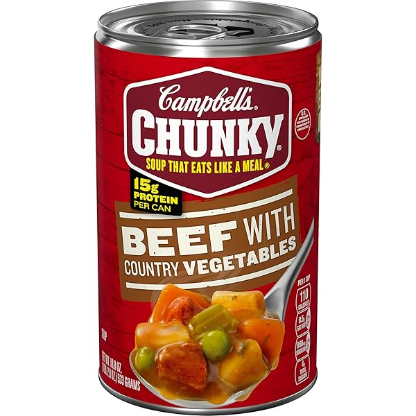 CAMPBELL’S CHUNKY SOUP, BEEF SOUP WITH COUNTRY VEGETABLES, 18.8 OZ CAN