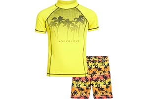 Body Glove Boys Swim Set - Boys Swim Trunks with Rash Guard UPF50+ 2 Piece Bathing Suits with Shorts Swimsuit Set (Size 4-12)