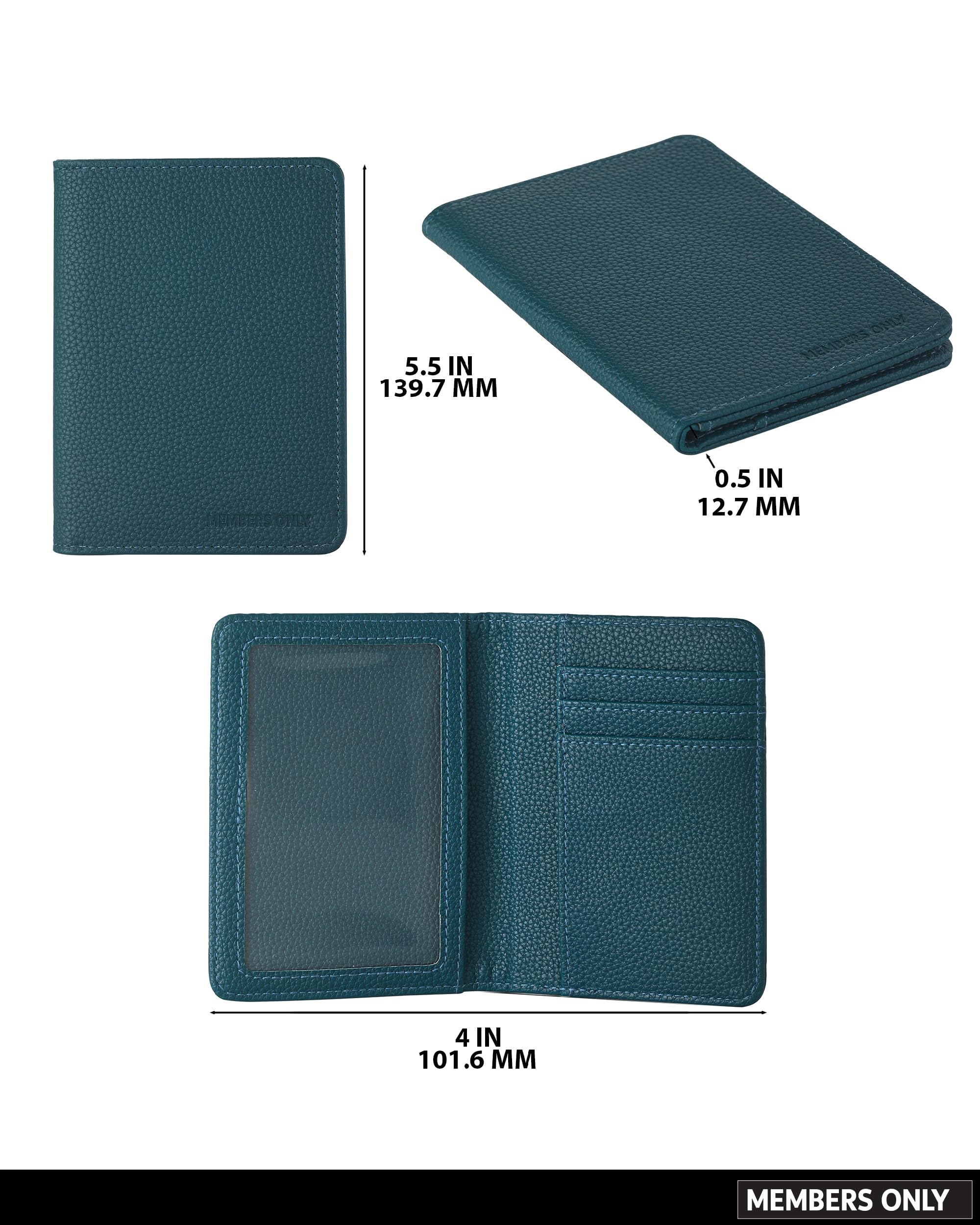 Members Only Debossed Passport Holder RFID Blocking, Passport Book Holder, Travel Must Haves (Slate Blue)