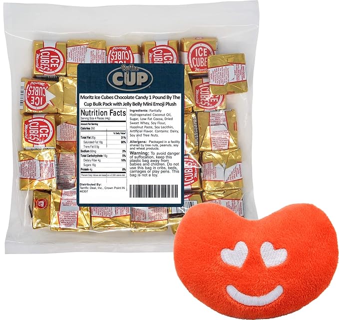 Moritz Ice Cubes Chocolate Candy 1 Pound By The Cup Bulk Pack with Jelly Belly Mini Moritz Ice Cubes Chocolate Candy 1 Pound By The Cup Bulk Pack with Jelly Belly Mini