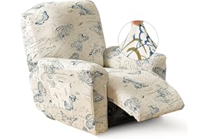 Iauddy Recliner Slipcover-Stretch Soft Slip Reclining Chair Slipcovers 4-Pieces Furniture Protector for Recliner with Pocket Fitted Sofa Couch Cover Lazy Boy Chair Cover