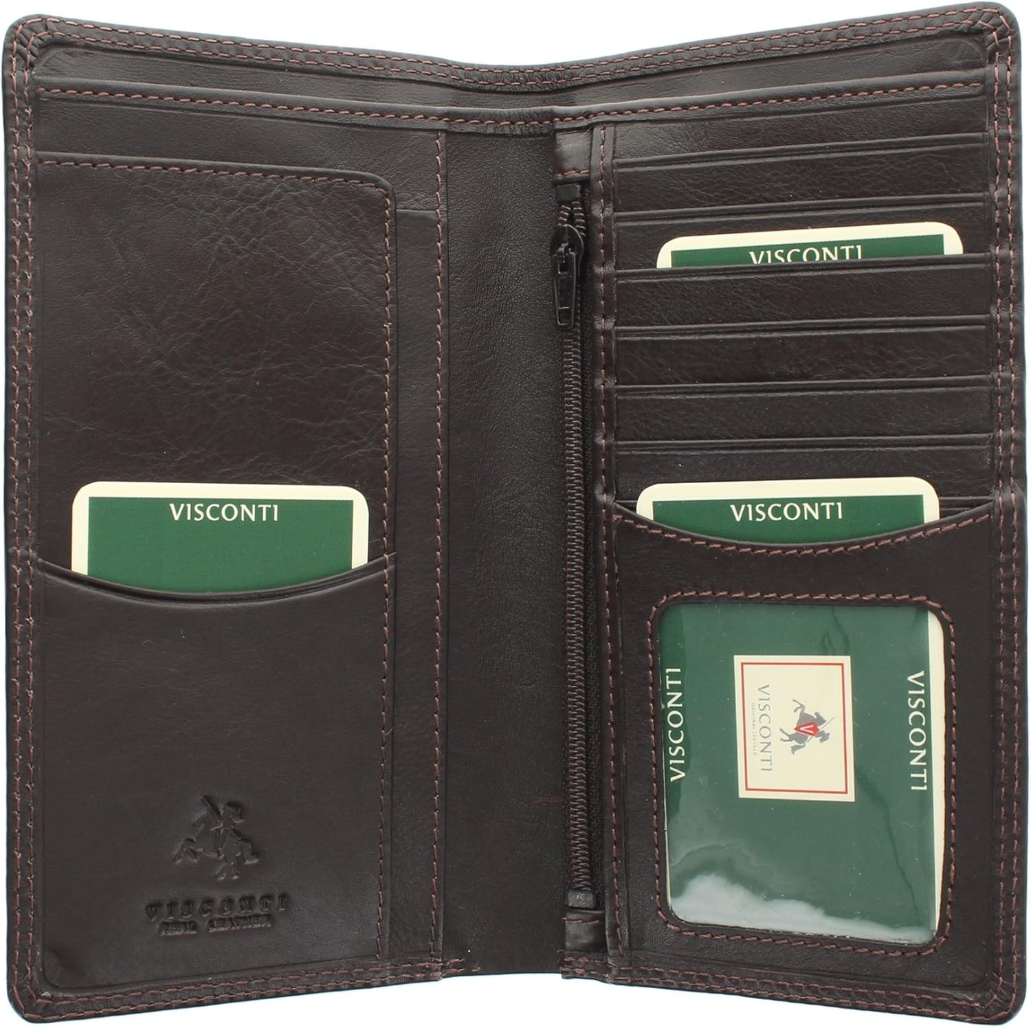 Portafoglio Visconti Heritage Collection COMPTON in pelle a triplo scomparto Blocco RFID HT18 Cioccolato