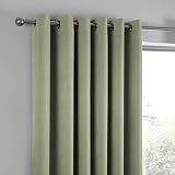 Fusion Sage Green Thermal Eyelet Curtains 2 Panels W66 x L90 Strata view 5