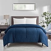 Style House Navy Microfiber Ultra Soft Crinkle Comforter, Cozy, All-Season Luxury Bed Covering,King