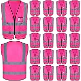 EBOOT 20 Pcs Vests High Visibility Reflective Vest Safety Neon Bright Work Construction Vest with Pockets Reflective Strips