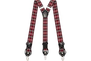 Kohentact Suspenders for Men with Clip & 6 Buttons 1.4in Y-Shape Stainless Steel