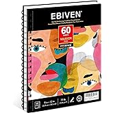 EBIVEN 9"x12" Marker Paper Sketchbook, 120 GSM/73 lb Markers Drawing Papers, 60 Sheets Hardcover Spiral Bound Sketch Book for