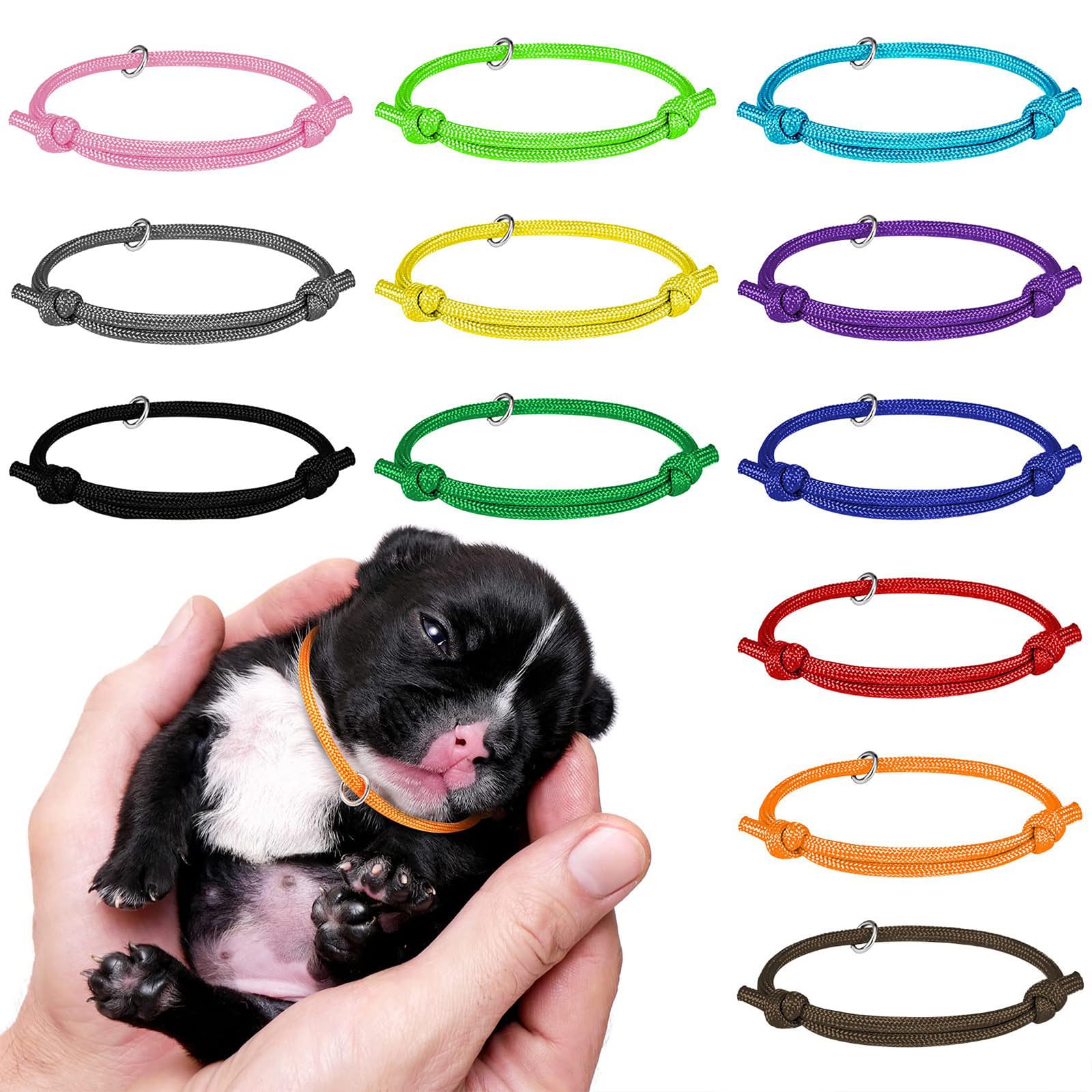16-Pack Adjustable Puppy ID Collars - Multi-Colored Whelping Identification Bands for Newborn Puppies and Kittens (S, 4-5CM)