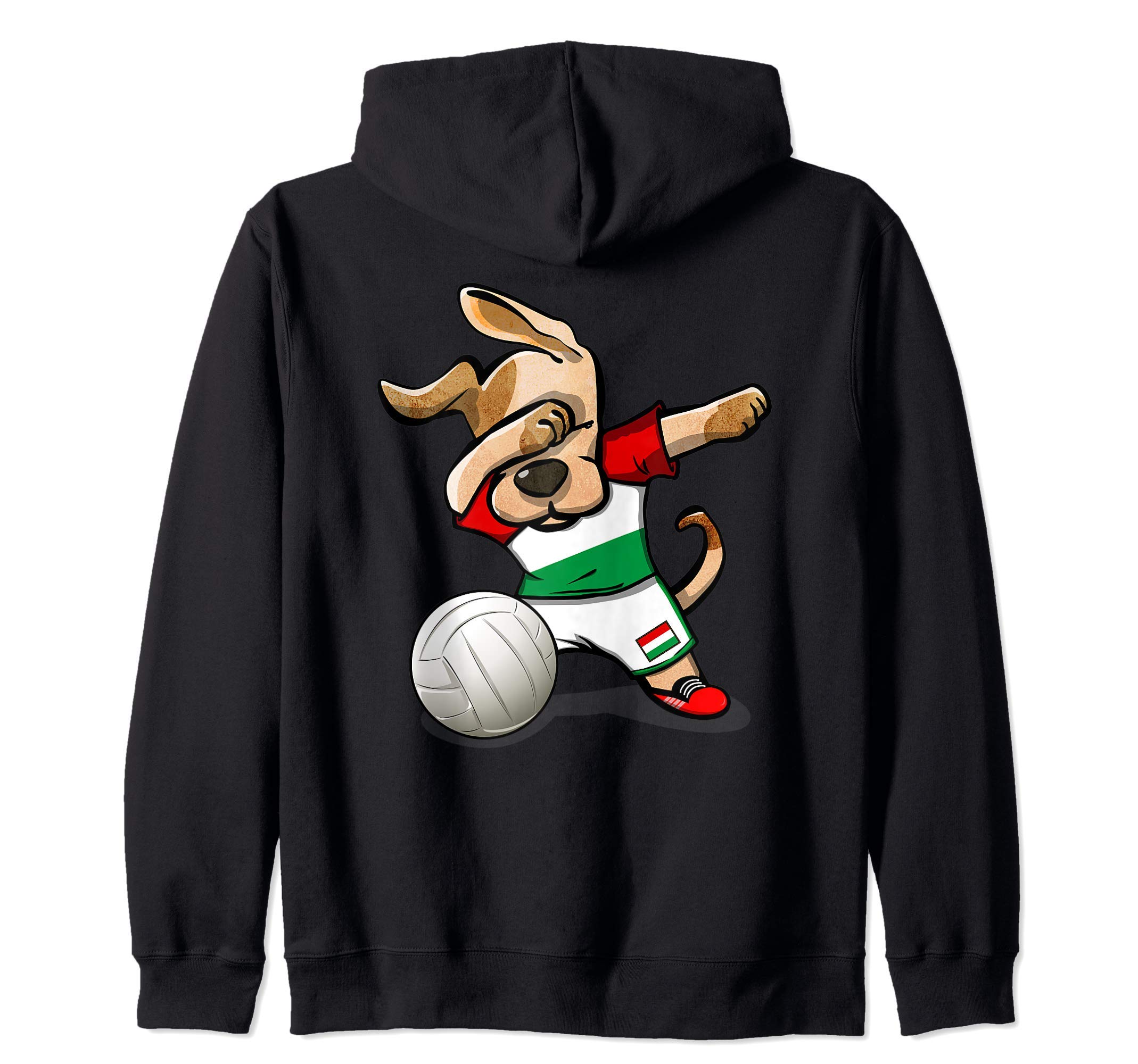 Dabbing Dog Proud Hungary Volleyball Fans Hungarian Flag Zip Hoodie