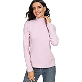 HieasyFit Women's Cotton Mock Turtleneck Long Sleeve Basic Thermal Top