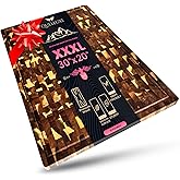 QUELLUXE 30" x 20" Acacia Wood End Grain Cutting Board Extra Large, XXXL Noodle Board Stove Cover, Heavy-Duty Butcher Block, 3XL Meat Chopping Board, Oversized Turkey Carving Board, Charcuterie Board