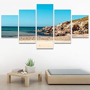 SIGNWIN 5 Panel Canvas Wall Art Coastal Scenery...